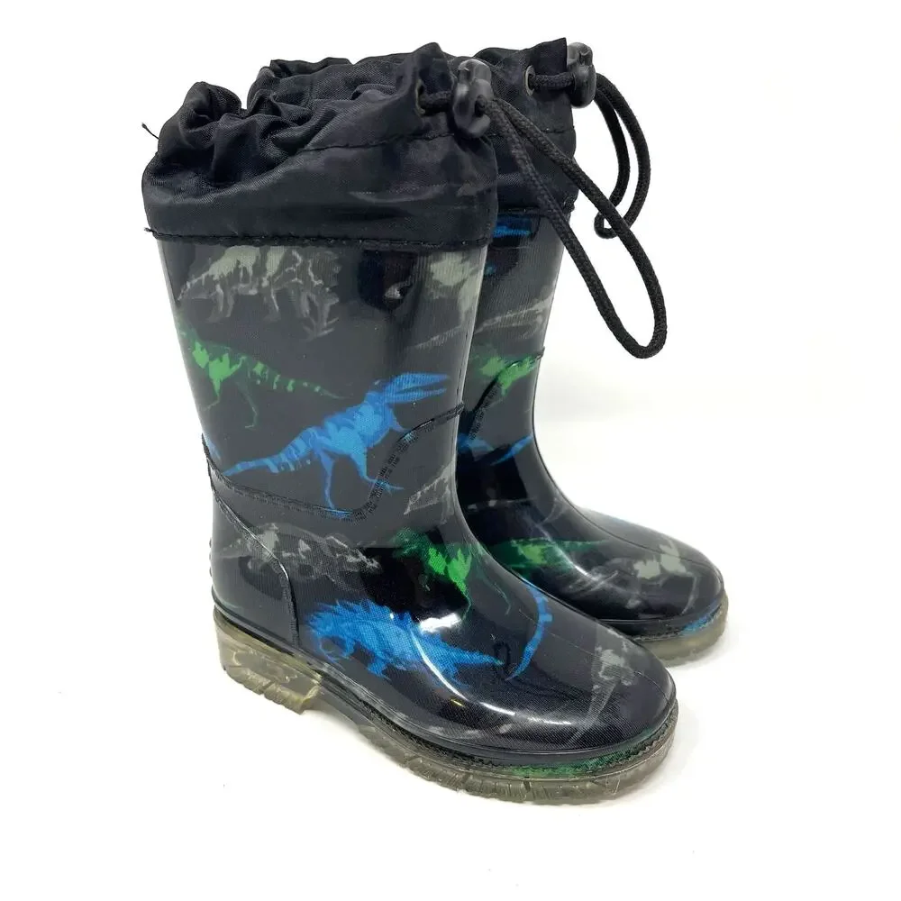 Jelly Beans Dinosaur Rain Boots‎ Black Youth Size 7